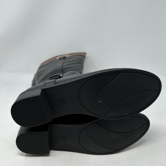 Karen Scott Deliee 2 Round Toe Knee High Riding Boots Black Cognac Women 6 M NIB - Picture 4 of 7